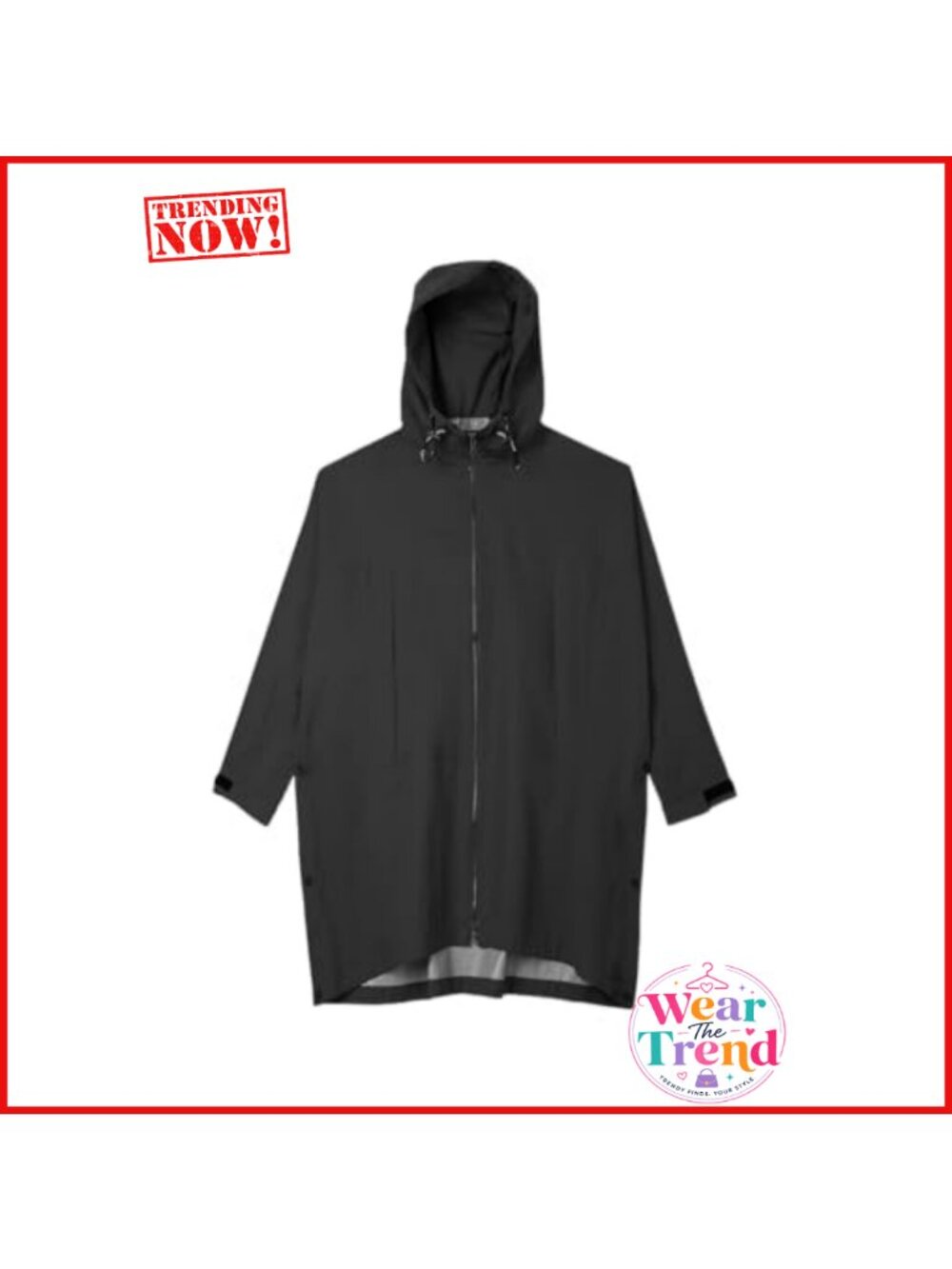 Packable Hooded Poncho Recycled Polyester DWR Rain